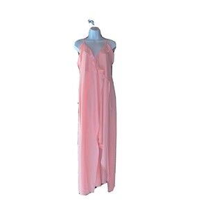 NWT  Express Hi/low Maxi Dress Size 6  Strap  Pink Vneck Wrap Msrp 88$